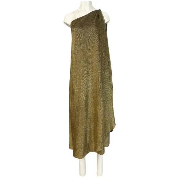 slim fit dress slacks Fantastic 1970s Halston Metallic Gold Lame Lurex Full Length Caftan Dr –  Shrimpton Couture main image 0